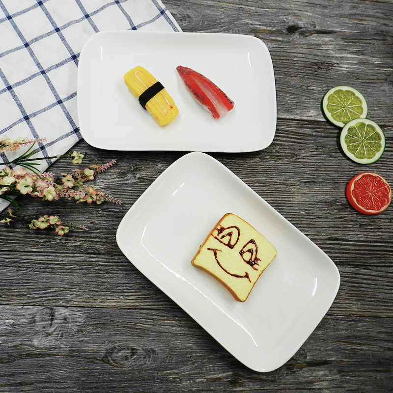 长方形盘子陶瓷碟白色简约点心盘