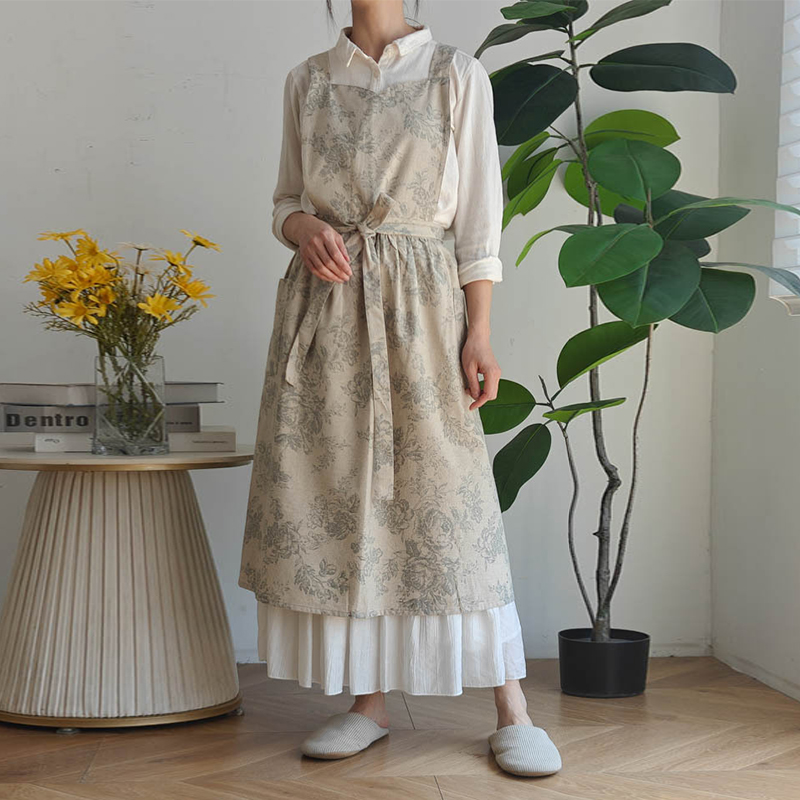 高级感年轻款围裙防水日式纯棉