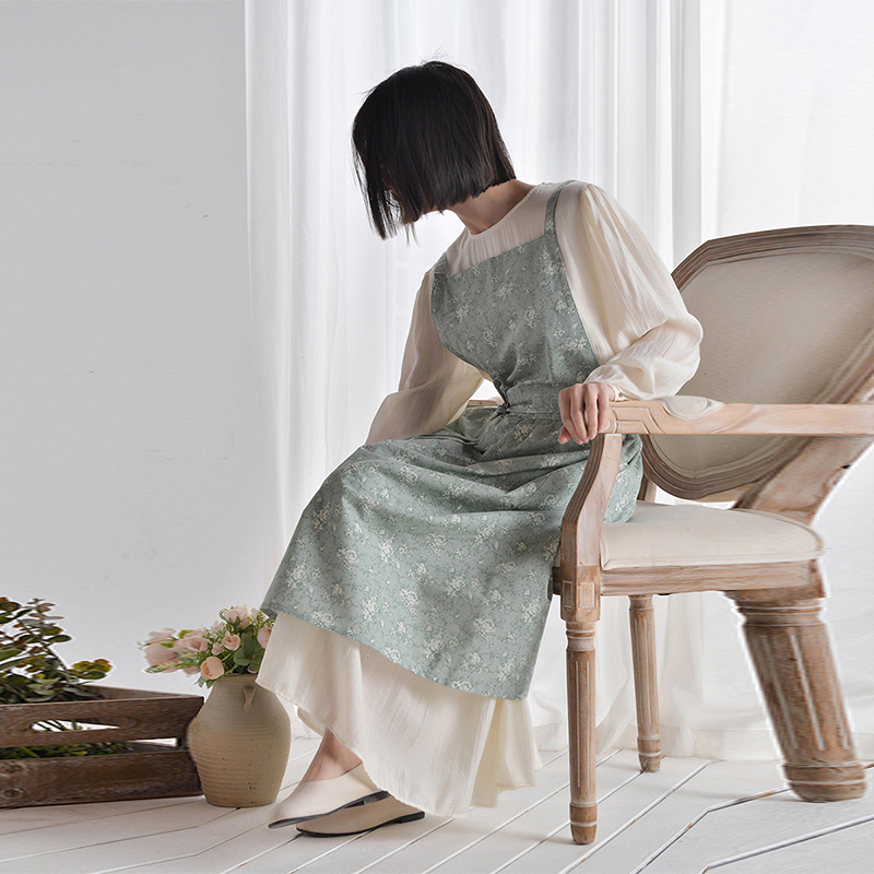 超薄透气花艺韩式棉麻网红款围裙