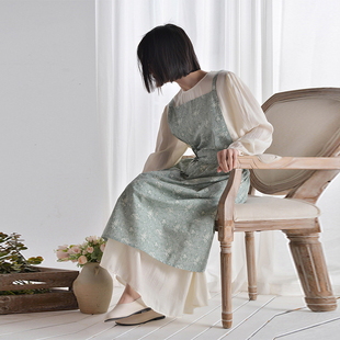 厨房棉麻围腰兜花店饮品新款 全棉防水韩式 印花可调节加长围裙日式