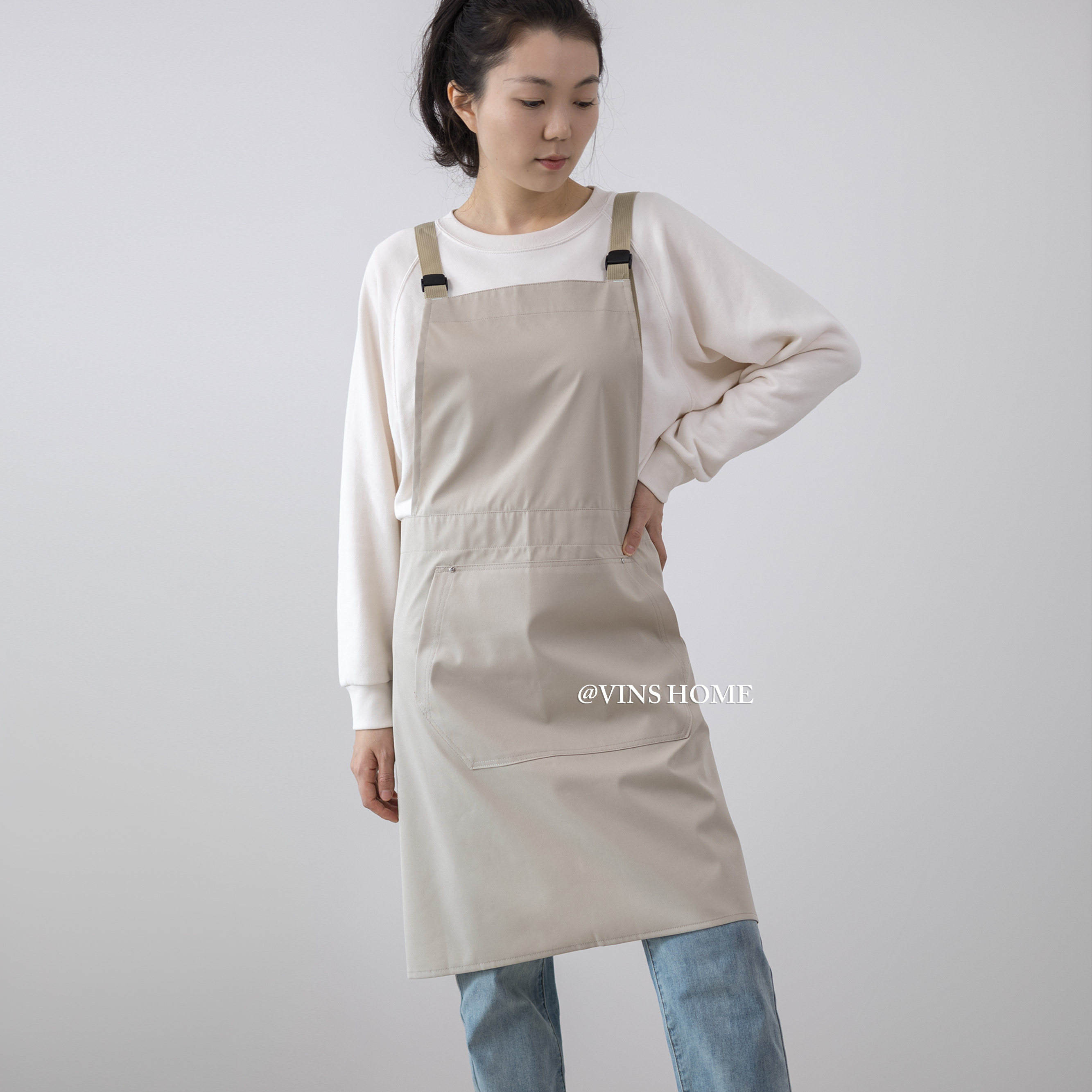 咖啡师日韩式纯色餐厅咖啡店围裙可定制高级感工作服纯棉厨房防水