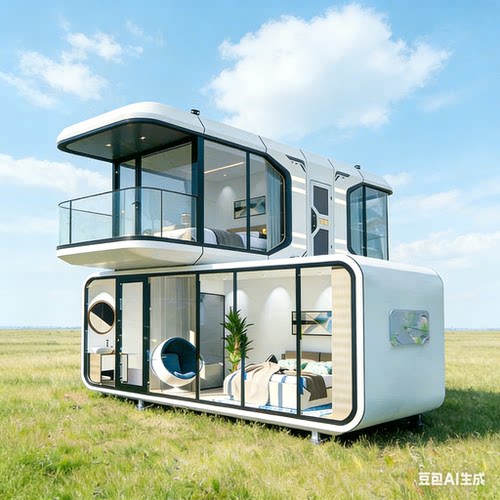 网红双层苹果舱移动别墅 露营民宿酒店专用 可定制尺寸 独立卫浴