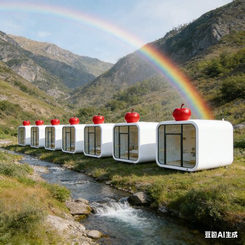 苹果仓网红太空舱可移动晾衣茶室接待苹果舱民宿露营集装箱阳光房