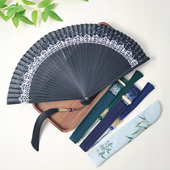 折扇古风黑色折叠扇子中国风旗袍汉服扇子竹扇女新中式 小扇子夏天