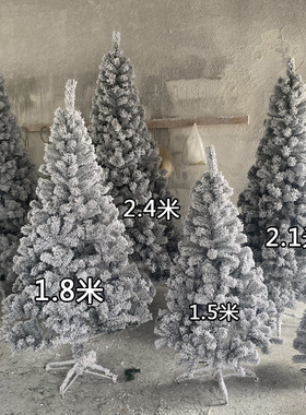 圣诞白色仿真人造雪加密植绒雪松树1.5米2米3米4米加雪圣诞植绒树