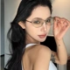 复古欧美风无框水银色Y2K亚裔辣妹风网感墨镜女方圆脸显瘦太阳镜