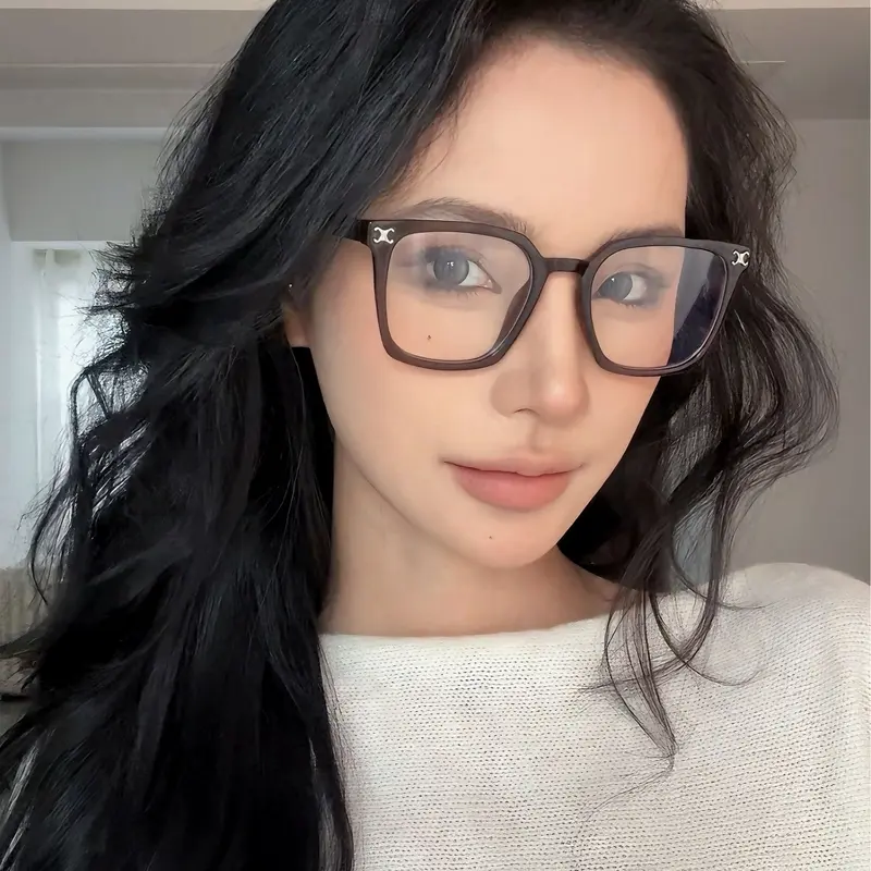 冷茶色大框眼镜女款高级感显脸小素颜神器粗框方圆脸方框装饰复古