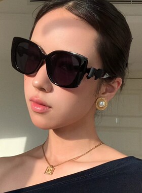 韩版复古方形大框墨镜女显瘦高级感可拆蝴蝶结配饰太阳镜防紫外线