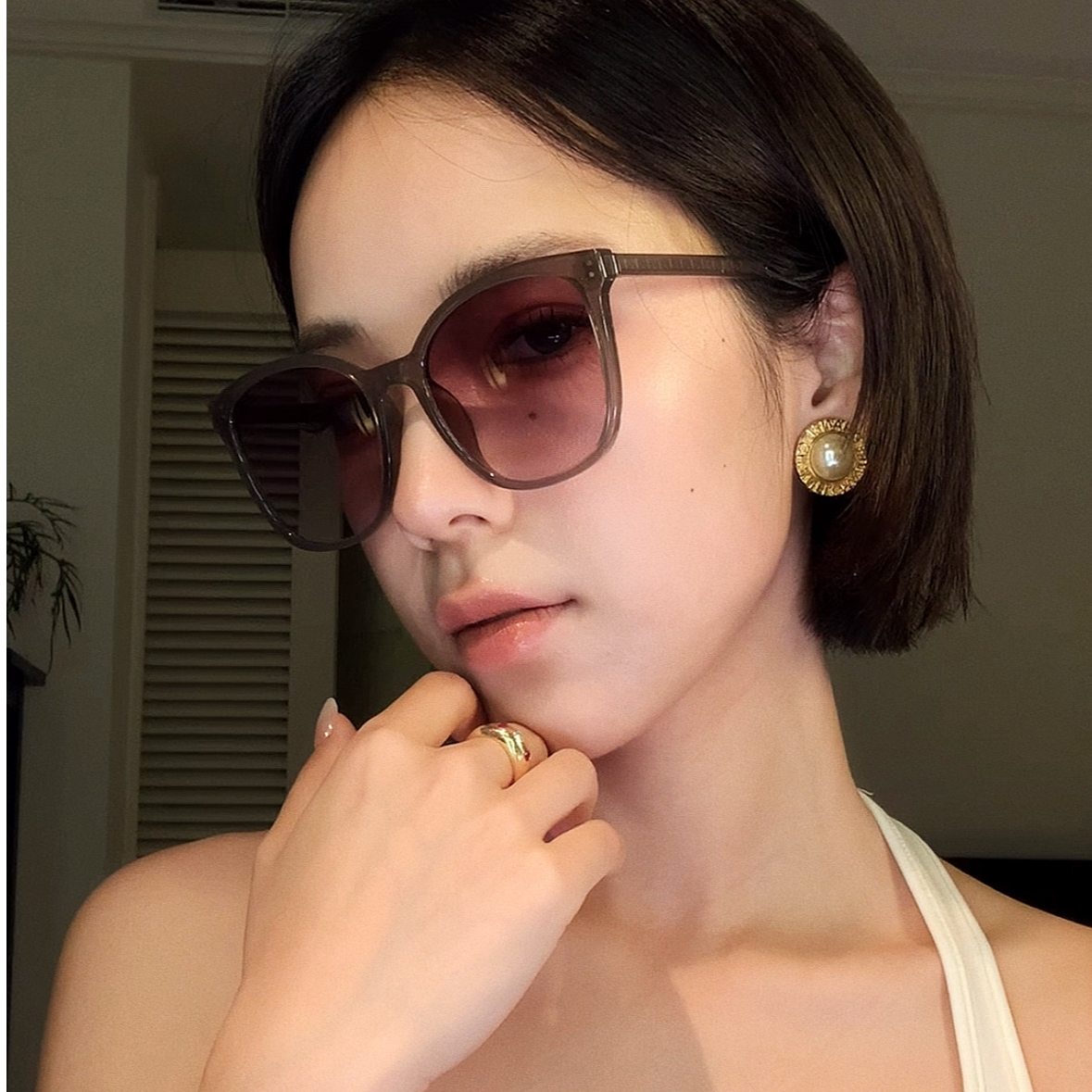 冷茶色墨镜女款老钱风高级感防晒太阳眼镜