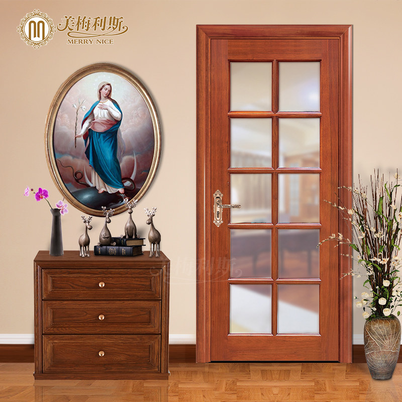 美梅利斯原木门纯实木门定制室内门房门桃花芯现代简约纯白色Y193