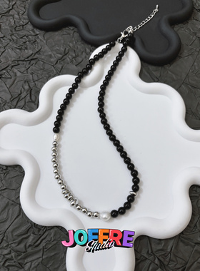 JOFFRE原创银黑天然珍珠百搭项链锁骨链小众高级感叠戴项链