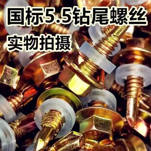 国标M5.5六角钻尾自钻螺丝镀锌燕尾丝彩钢板自攻罗丝瓦钉