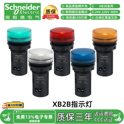施耐德LED红绿黄白蓝高亮指示灯XB2BVB3LC 24V220V报警信号指示灯