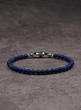 POHIER天然青金石银扣手链