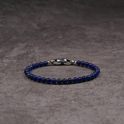 POHIER天然青金石银扣手链