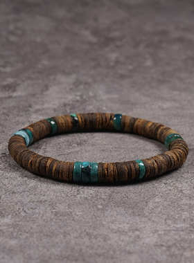 Pohier原矿绿松石海南沉香手链