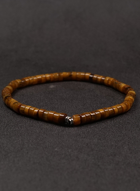 POHIER情侣天然虎眼石银珠手链