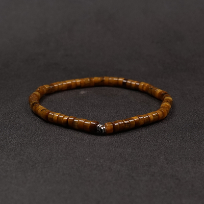 POHIER情侣天然虎眼石银珠手链