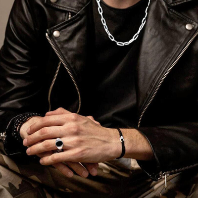 pohier宝喜儿情侣十字花银扣手链