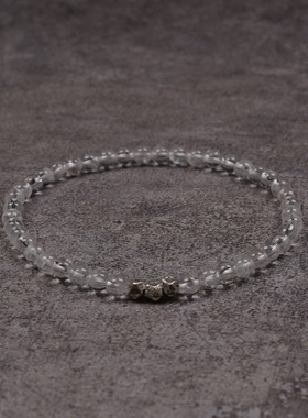 Pohier天然白水晶银珠手链