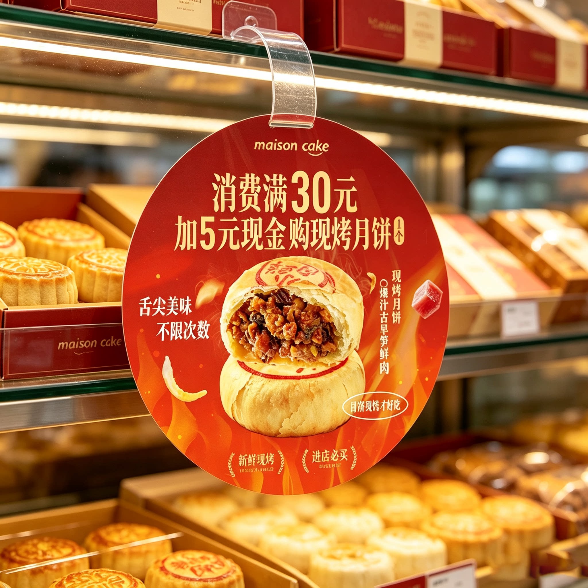 中秋节月饼跳跳卡制作超市商场零食沐浴露保健品价格标签货架插牌