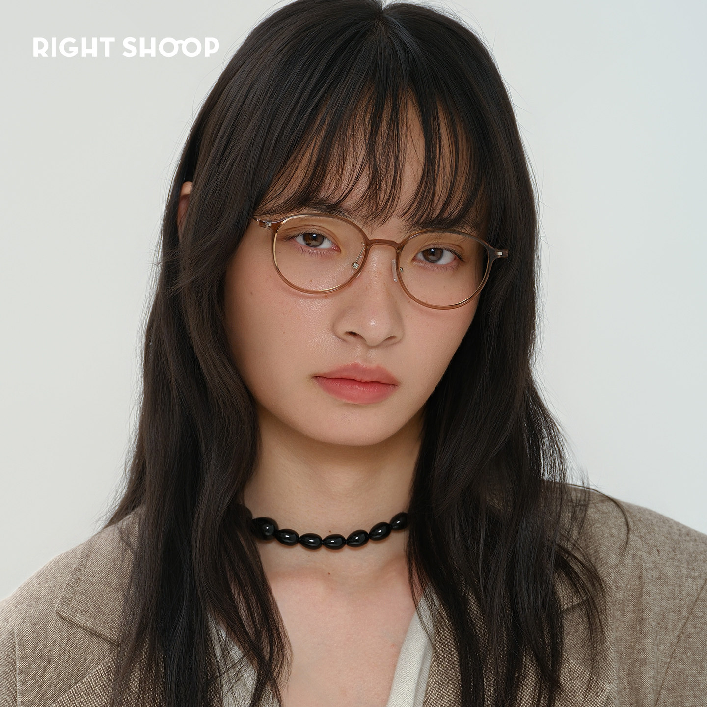 RIGHT SHOOP右店韩国复古圆框素颜俏皮超轻女配镜β钛细边近视镜