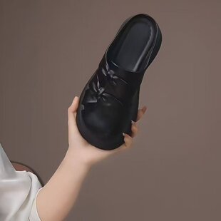 一脚蹬新中式外出半拖鞋女2026年新款爆款温柔韩系厚底舒适懒人鞋