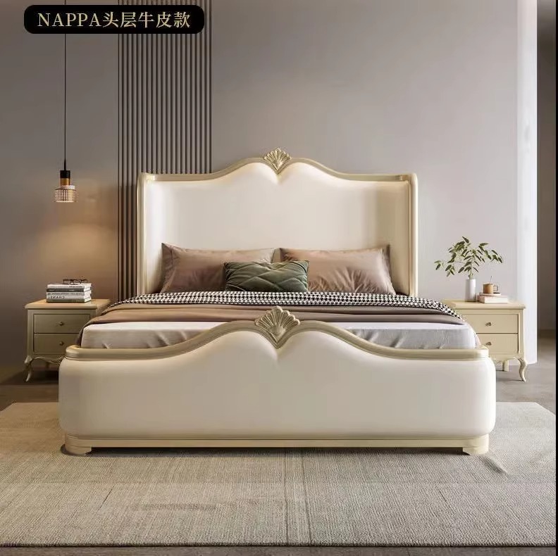 法式复古雕花双人大床美式轻奢实木床欧式公主床高端别墅主卧家具