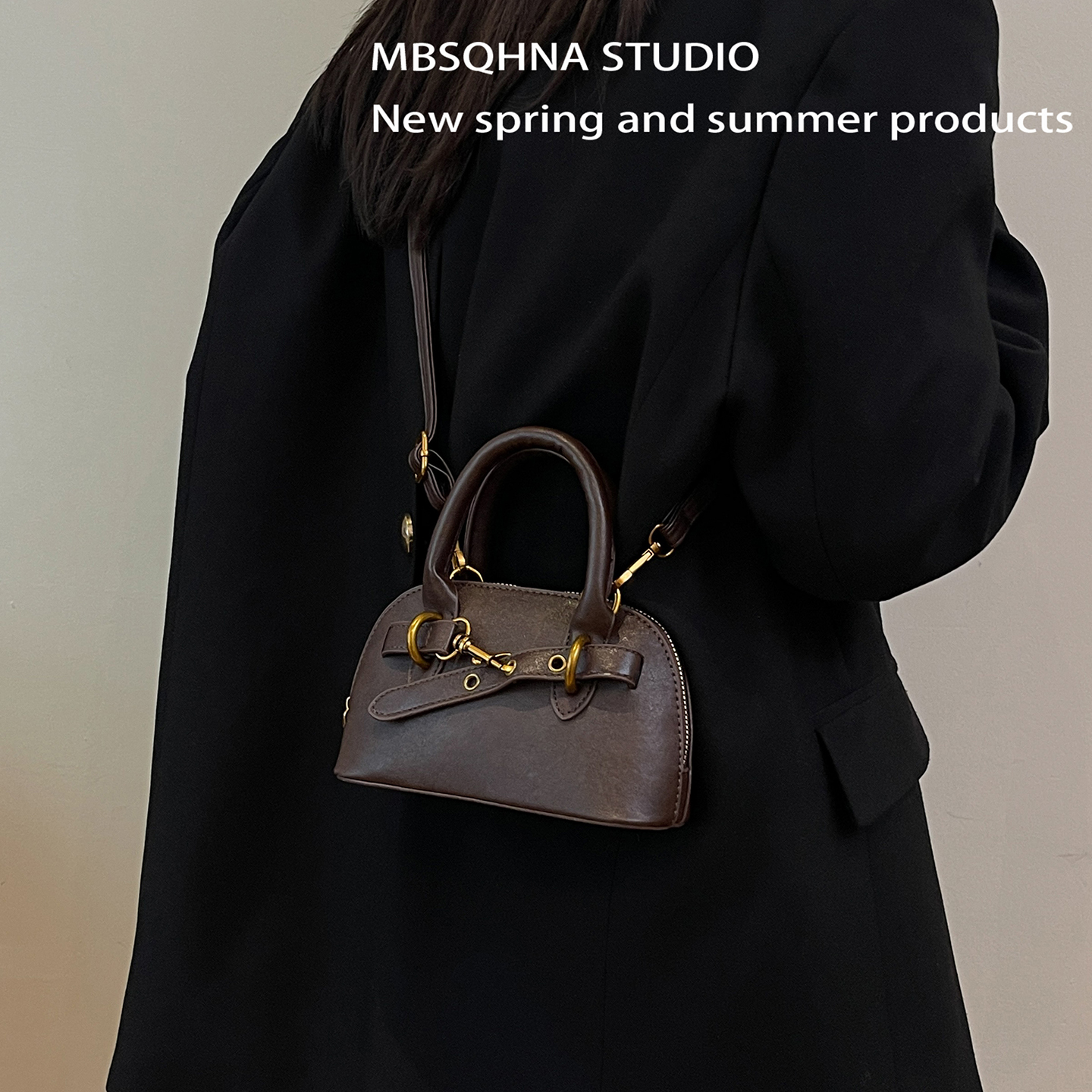 MBSQHNA小众设计包包女2025新款高级感贝壳包复古单肩斜挎手机包