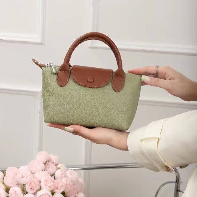 กระเป๋าทรงเกี๊ยวหนังแท้ ไซส์มินิ สีคอนทราสต์ แนวลำลอง สดใส รุ่นใหม่ กระเป๋าผู้หญิงหนังวัวชั้นแรก แมตช์ง่าย สไตล์เกาหลี กระเป๋าสะพายข้าง