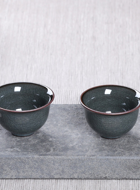 灵青坊青瓷主人杯单杯陶瓷功夫茶杯茶盏闻香杯哥窑铁胎冰裂品茗杯