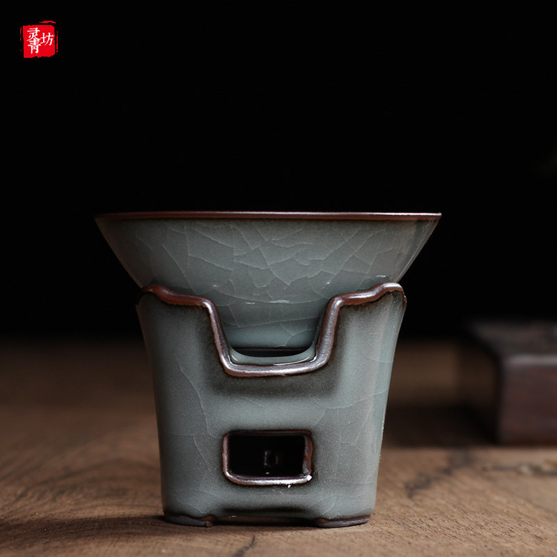 灵青坊青瓷铁骨王文哥窑铁胎茶漏茶托陶瓷功夫茶具过滤器茶道配件