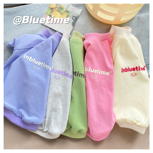 bluetime猫狗纯棉5色T恤多巴胺