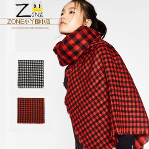 2023加厚情侣款韩版围巾 冬季保暖男女士双面格子大披肩两用百搭