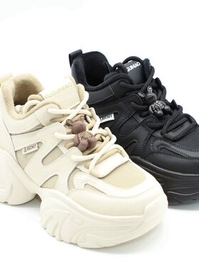 富贵鸟女鞋2023冬新款系带加绒老爹鞋运动休闲单鞋G39Q675CC