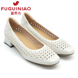 凉鞋 K58G712K 2025夏新款 妈妈鞋 镂空羊皮矮跟单鞋 富贵鸟女鞋