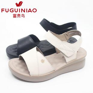 2024夏季 N42Z061C 新款 妈妈鞋 矮跟真皮牛皮女凉鞋 富贵鸟女鞋