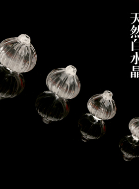 天然白水晶蒜头雕刻隔珠