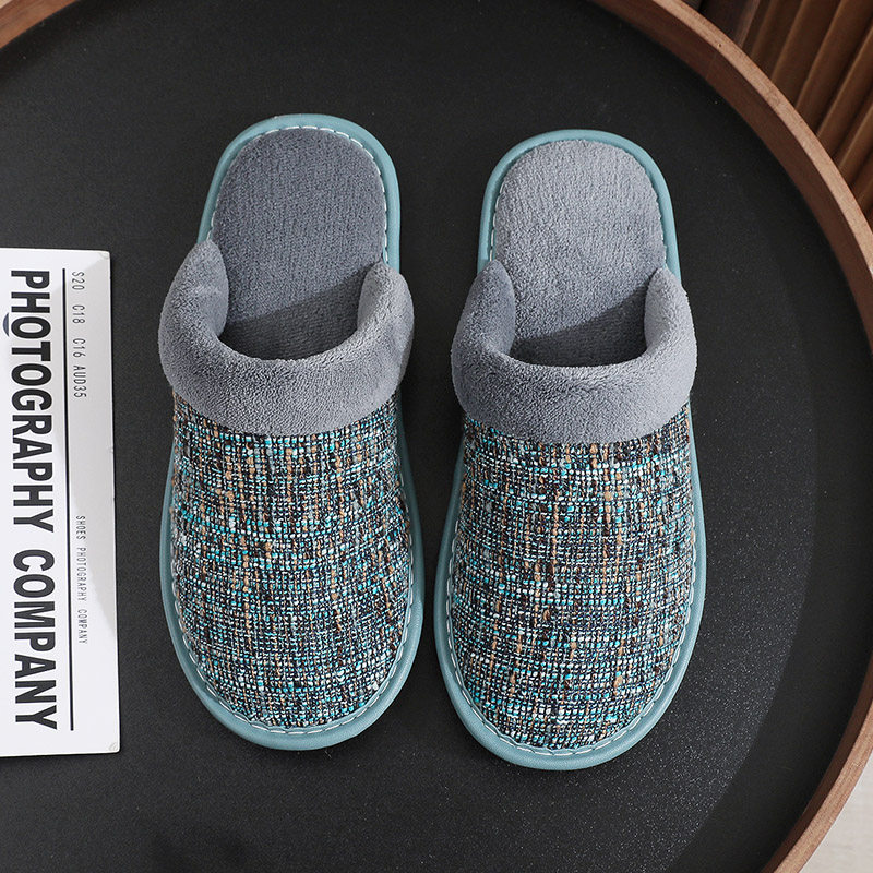 秋冬季小香风加厚绒棉麻拖鞋四季居家用防滑室内女月子拖鞋男静音,居家布艺,居家棉拖/棉鞋,淘宝优惠券,粉丝福利购,淘宝优惠卷