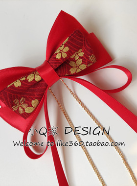 樱花成人流苏发饰红色蝴蝶结发夹复古毛球珍珠古风发卡头饰新年