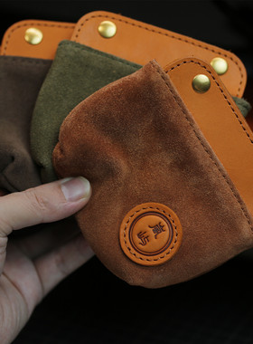 岚屿出品高档文玩收纳袋手工真牛皮文玩包核桃星月佛珠菩提文玩