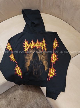 MADEBYWEI 自主巴黎26FW撕裂字母殿堂城堡帽衫连帽卫衣 /直裂纹