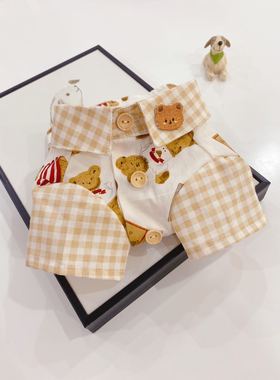 原创手工定制宠物衣服狗狗猫咪纯棉可爱熊衬衫泰迪博美法斗雪纳瑞