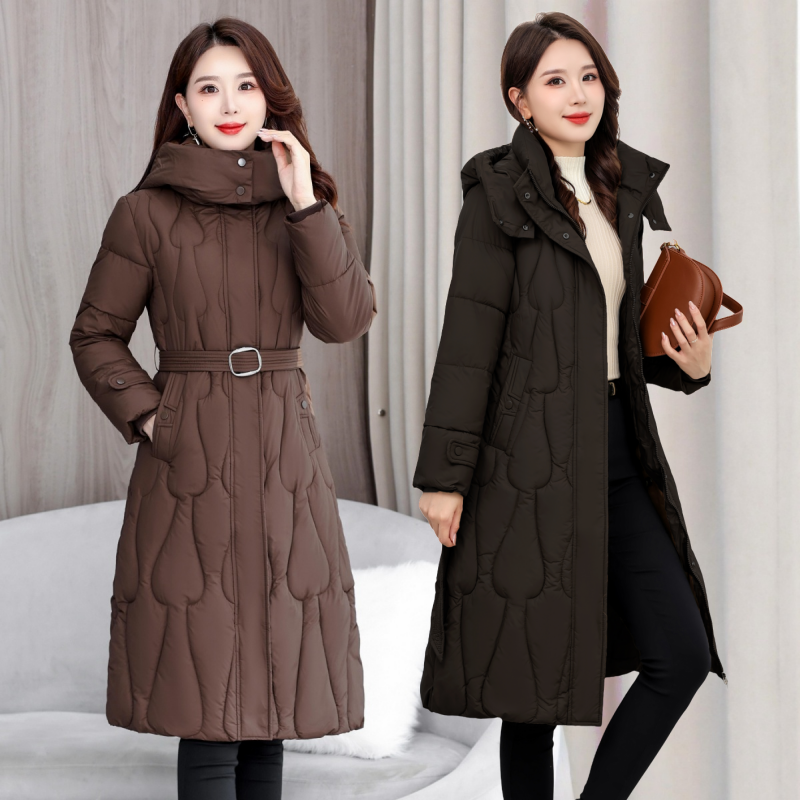 妈妈羽绒棉服女装长款2025冬季棉衣新款收腰过膝加厚保暖外套棉袄