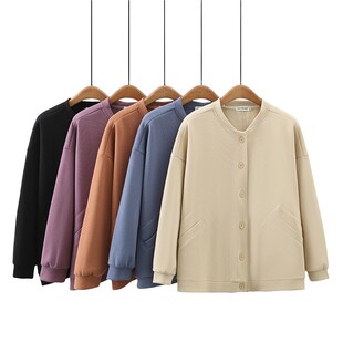 2025秋季加肥加大码女装胖MM米豆朗网眼珠地棉棒球服夹克外套9077