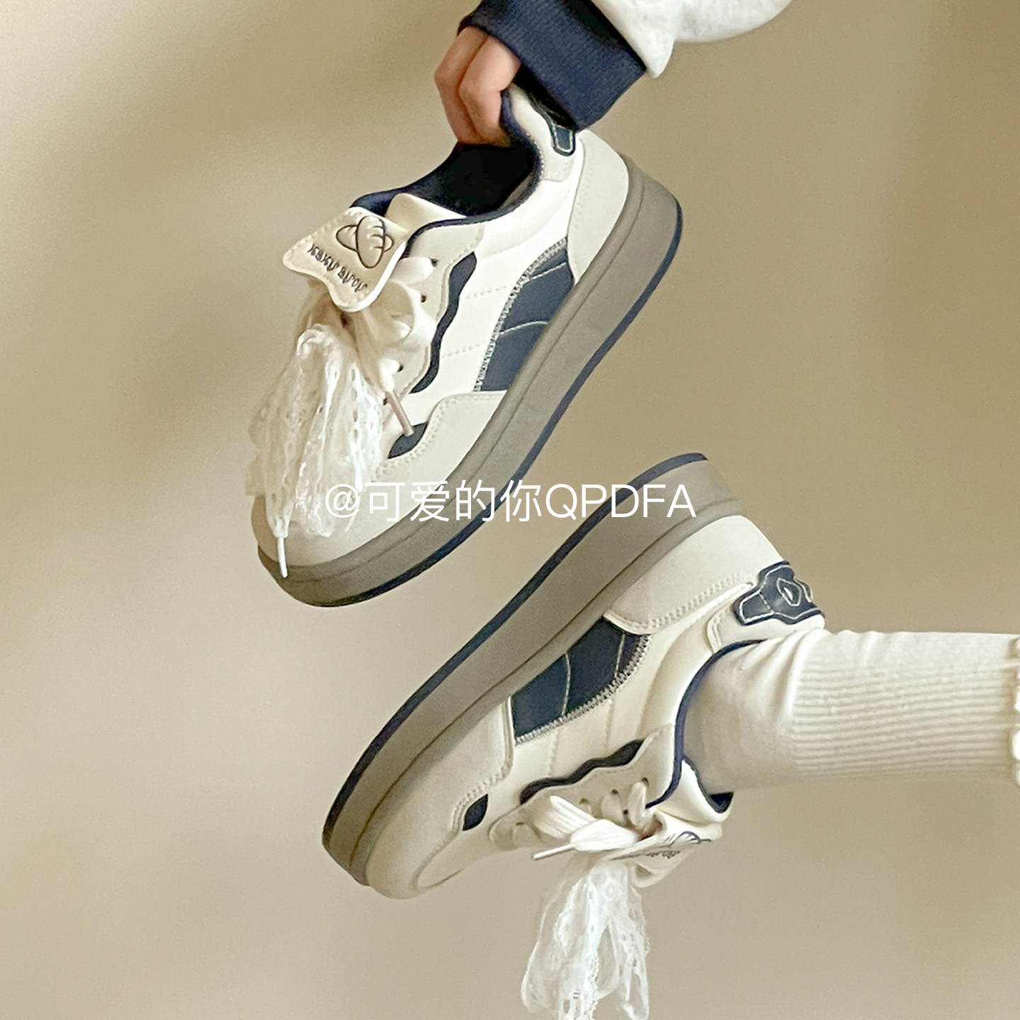 可爱的你韩系板鞋女款2026新款春季厚底小白鞋ins百搭小众面包鞋,女鞋,休闲板鞋,淘宝优惠券,粉丝福利购,淘宝优惠卷