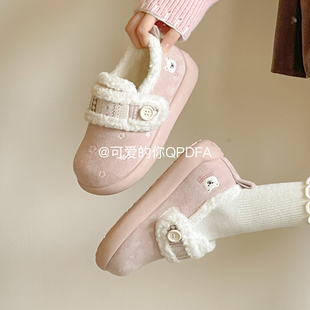 可爱的你一脚蹬厚底勃肯鞋子女2025新款爆款保暖加绒百搭休闲板鞋