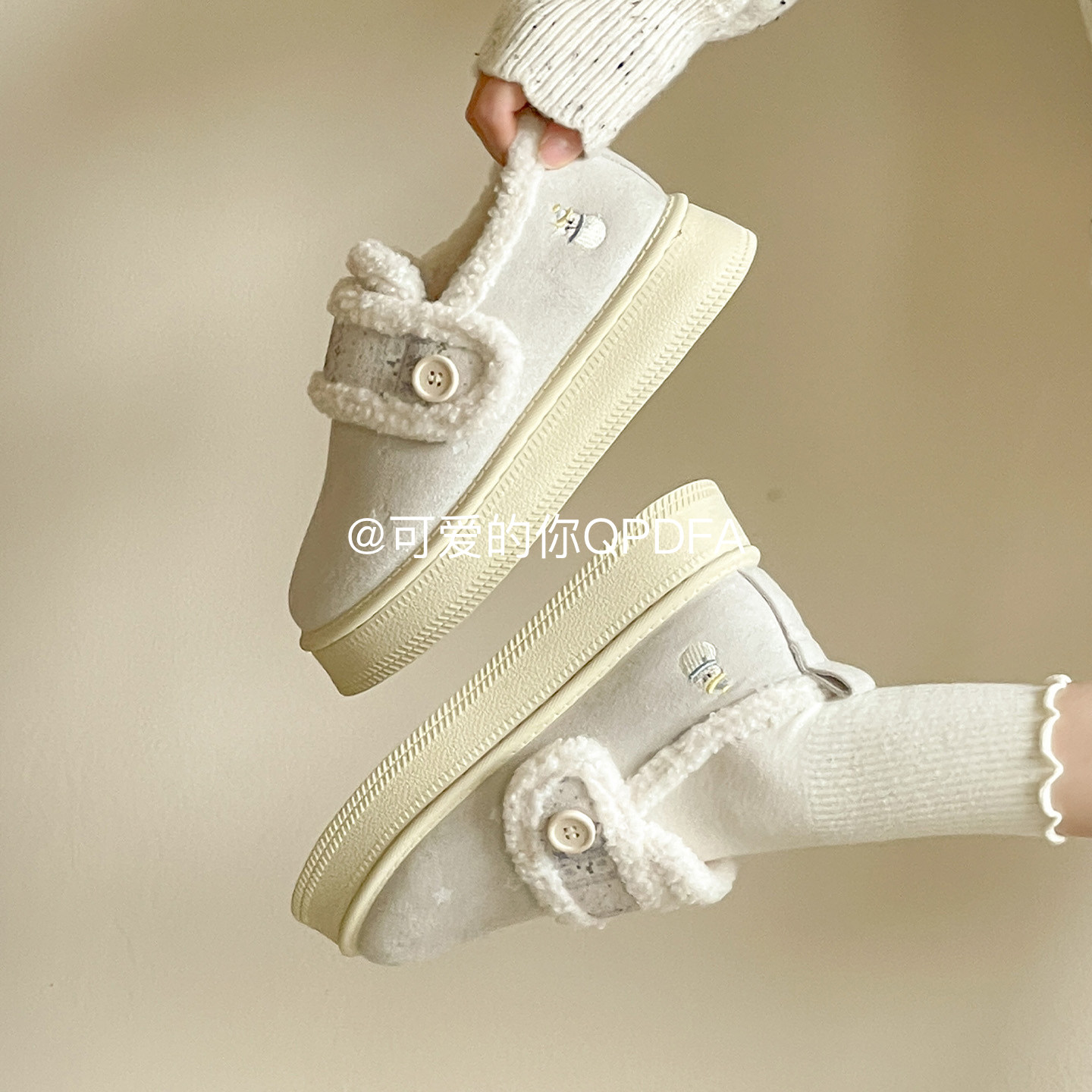可爱的你冬季加绒雪地鞋女款2025新款保暖棉鞋厚底板鞋毛毛鞋棉靴,女鞋,时尚雪地靴,淘宝优惠券,粉丝福利购,淘宝优惠卷