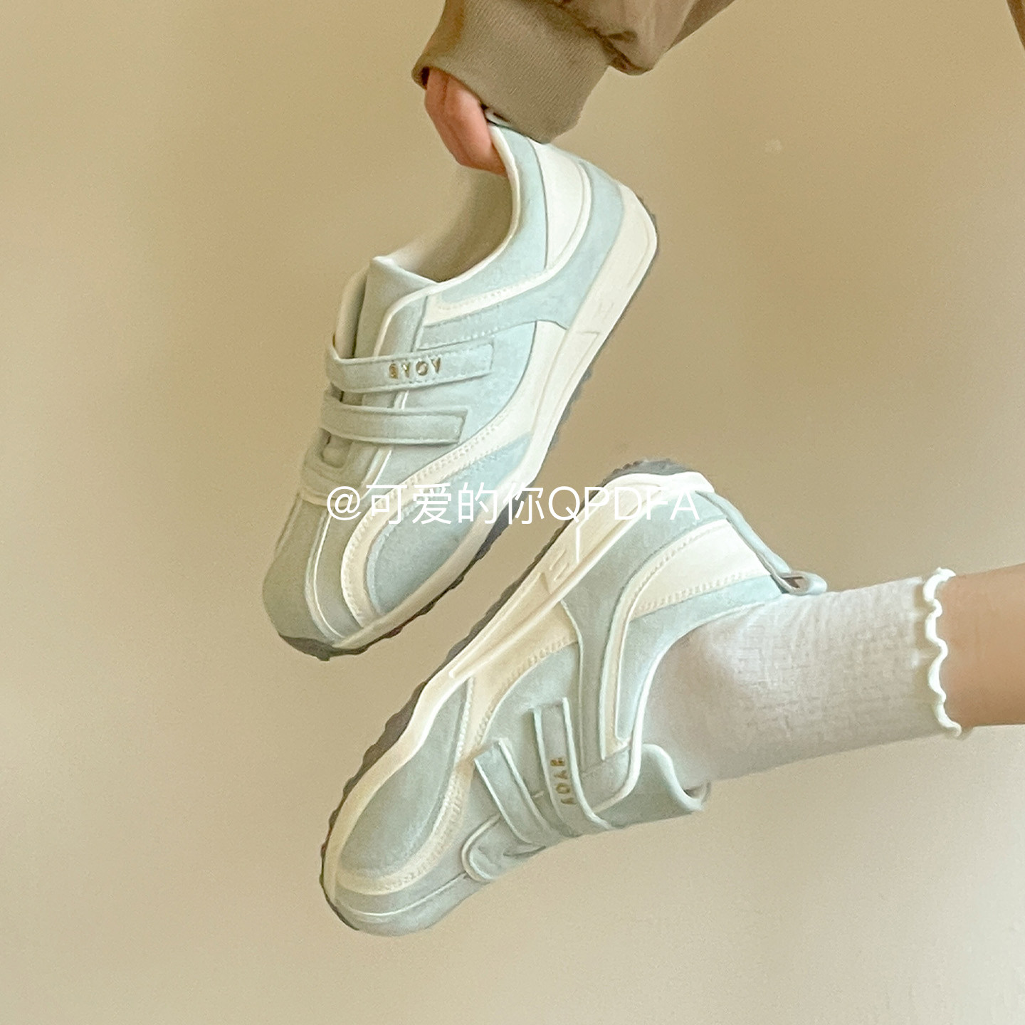 可爱的你 魔术贴休闲鞋女款板鞋ins厚底小白鞋2026新款百搭运动鞋,女鞋,时尚休闲鞋,淘宝优惠券,粉丝福利购,淘宝优惠卷