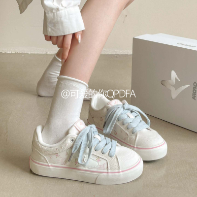 可爱的你 百搭板鞋女款2025新款面包鞋小白鞋夏季女鞋春秋帆布鞋